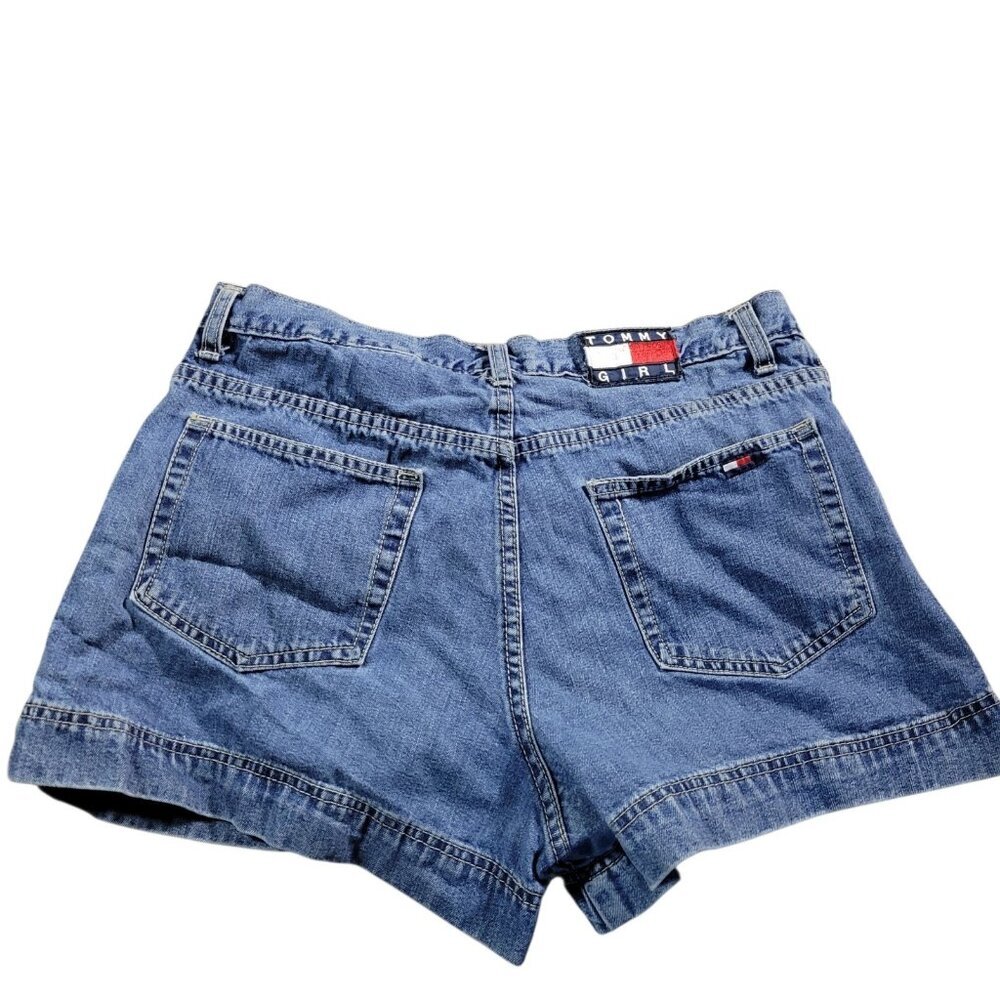 Vintage Tommy Jeans Denim Shorts Juniors 15/16 Big Flag Dark Wash Tommy Girl